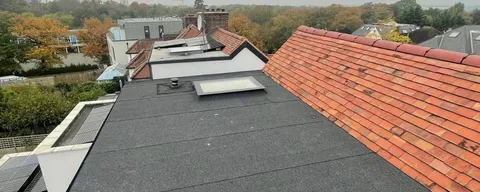 Completed felt flat roof installation